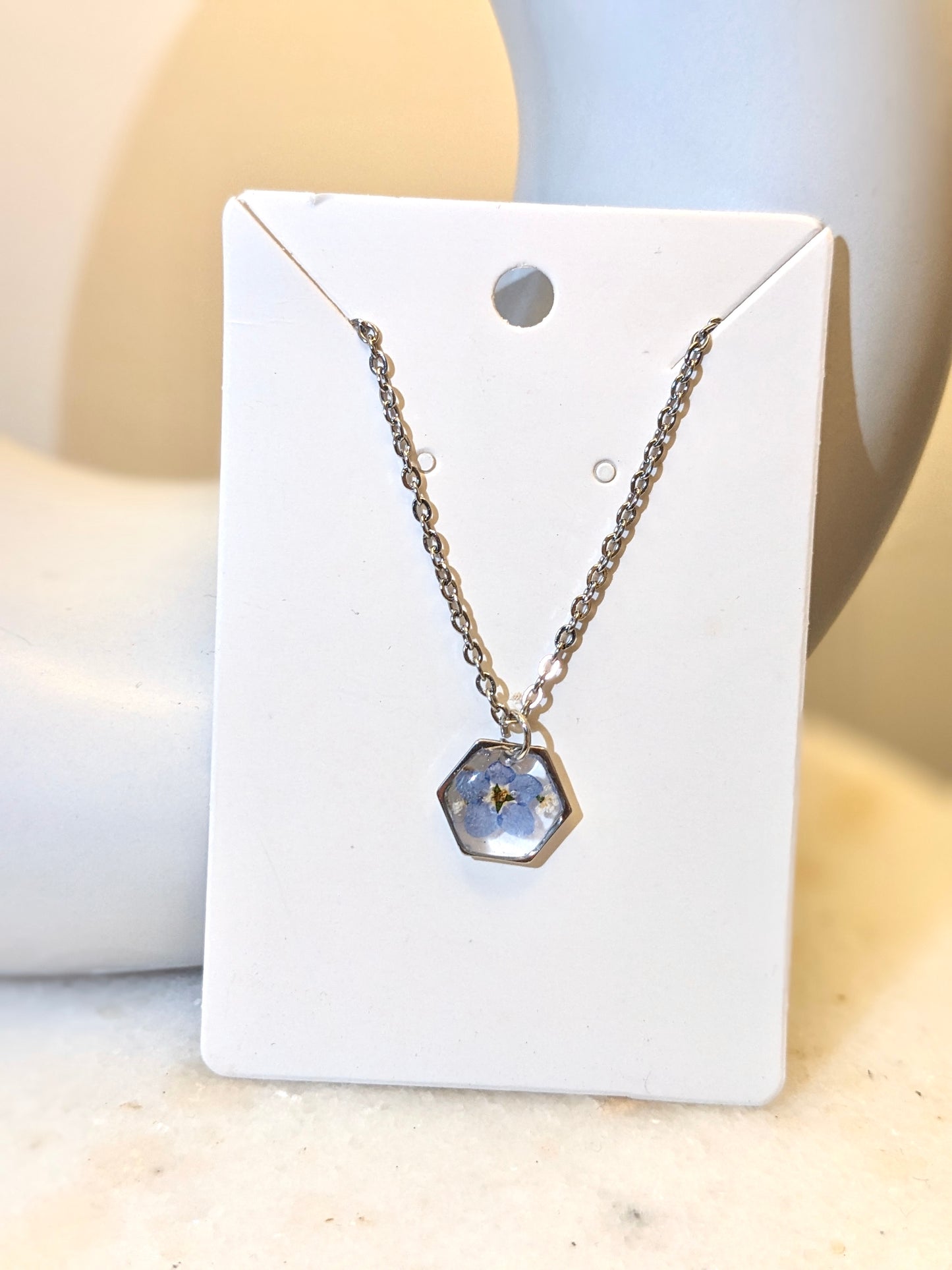 Blue Forget Me Not Necklace