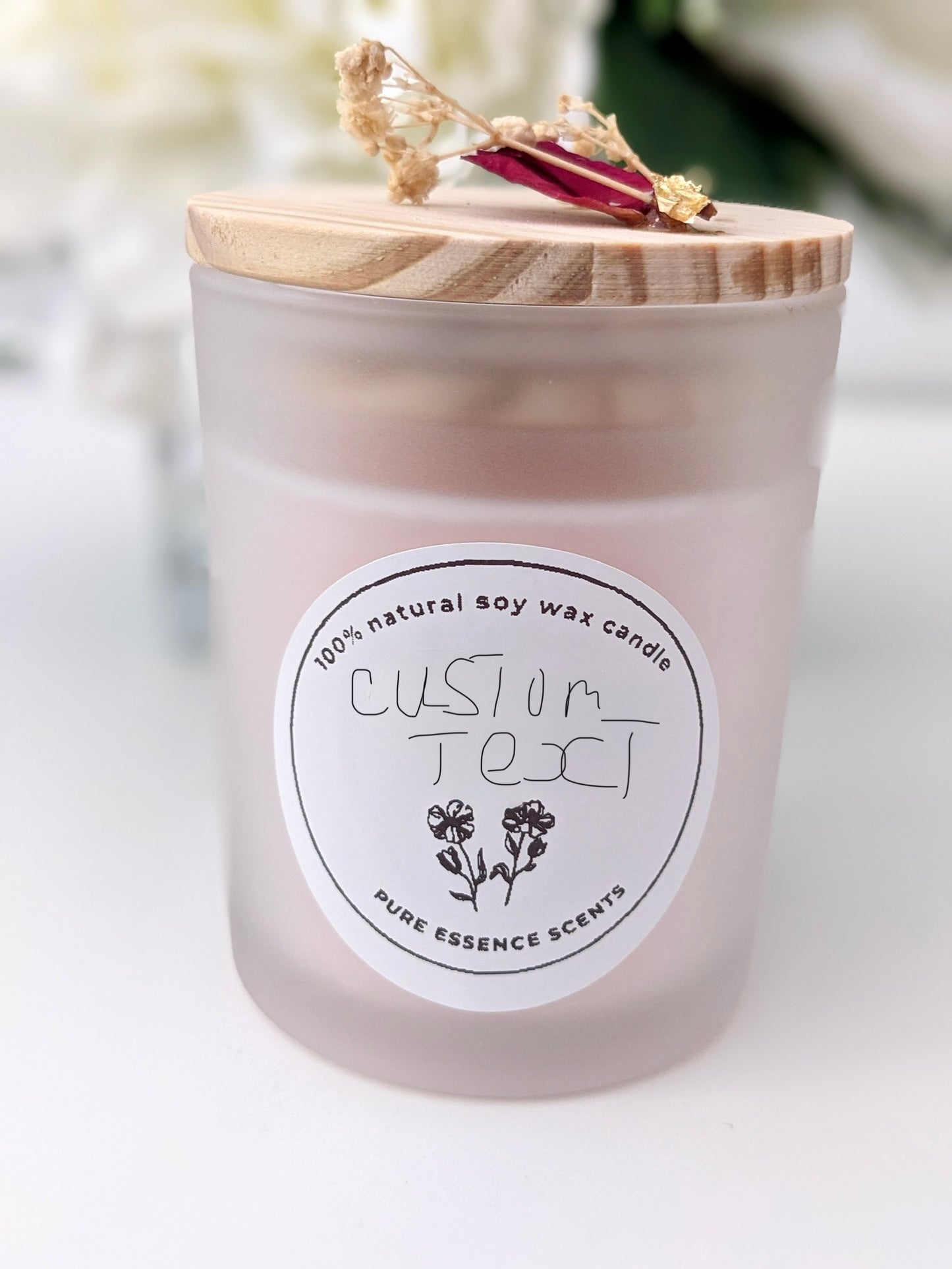 Candle with customized label