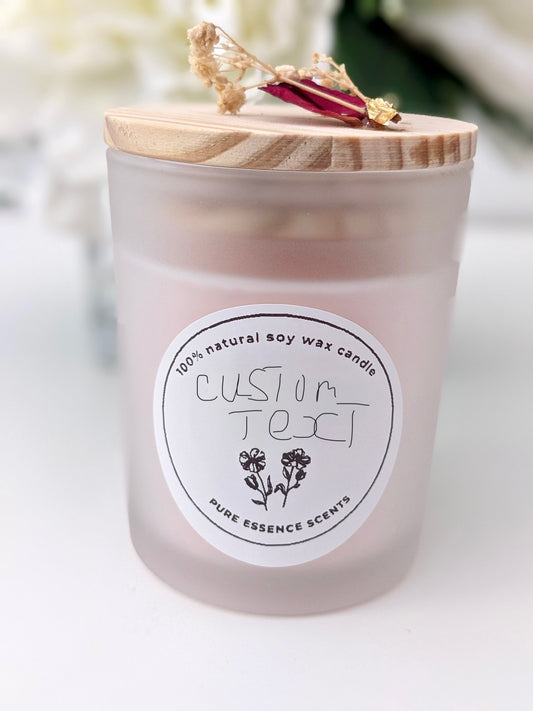 Candle with customized label