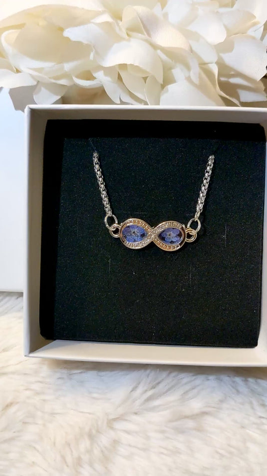 Infinity Bracelet with “Forget Me Not” Flowers