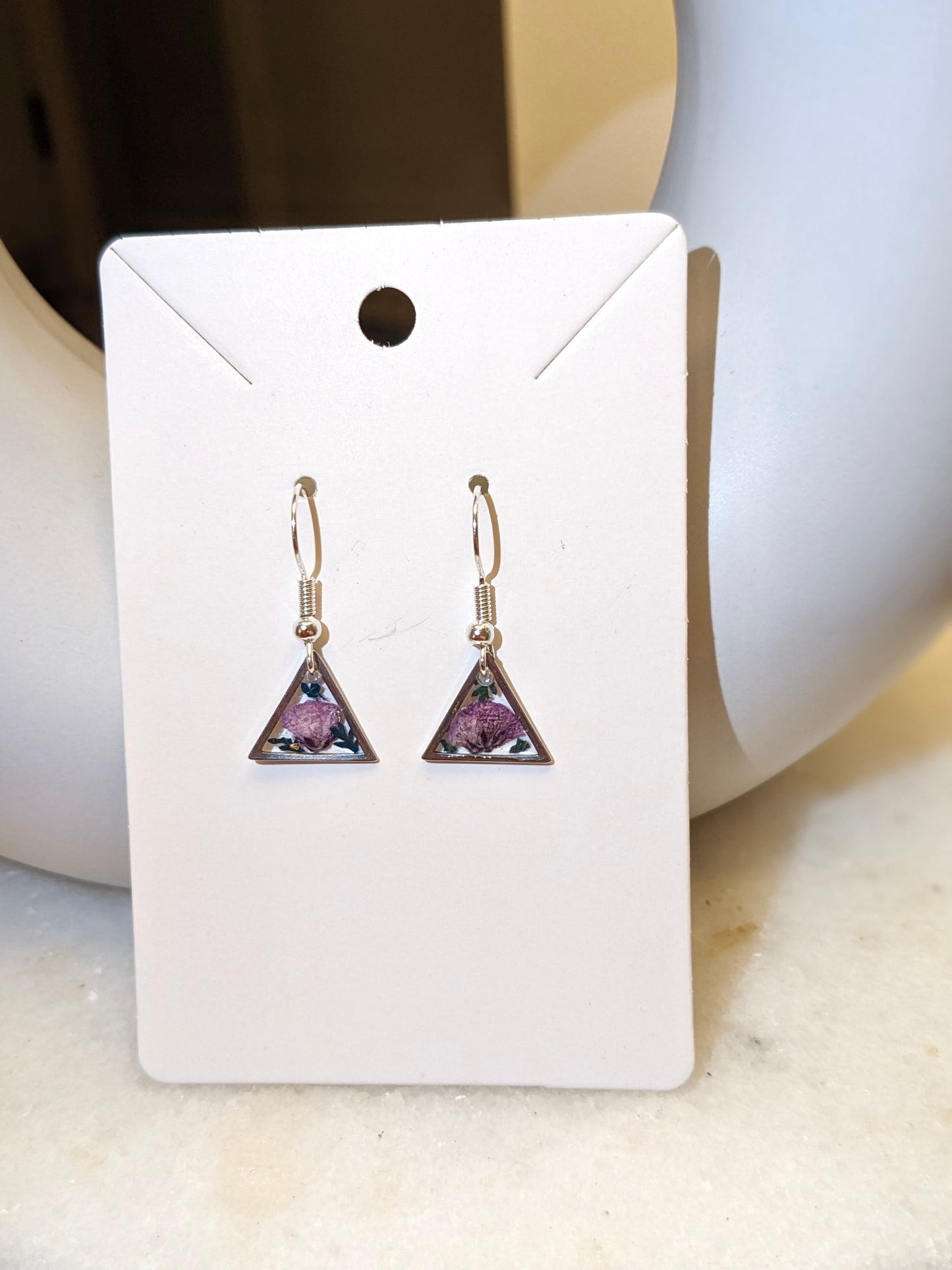 Violet Blossom Triangles Earrings