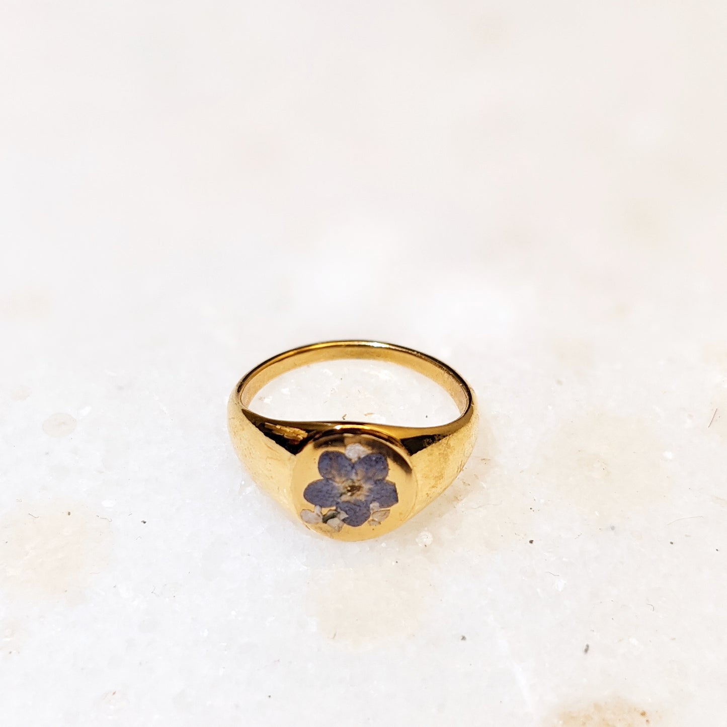 18K Gold Plated "Forget-Me-Not" Ring - Size 8