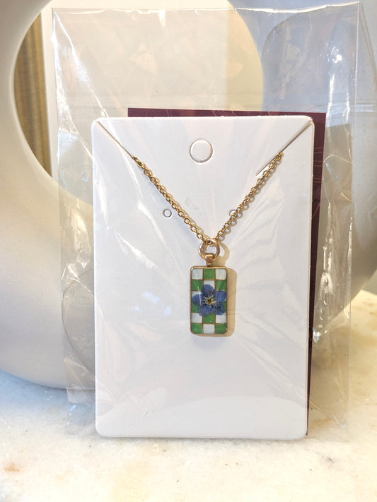 Green Forget Me Not Necklace