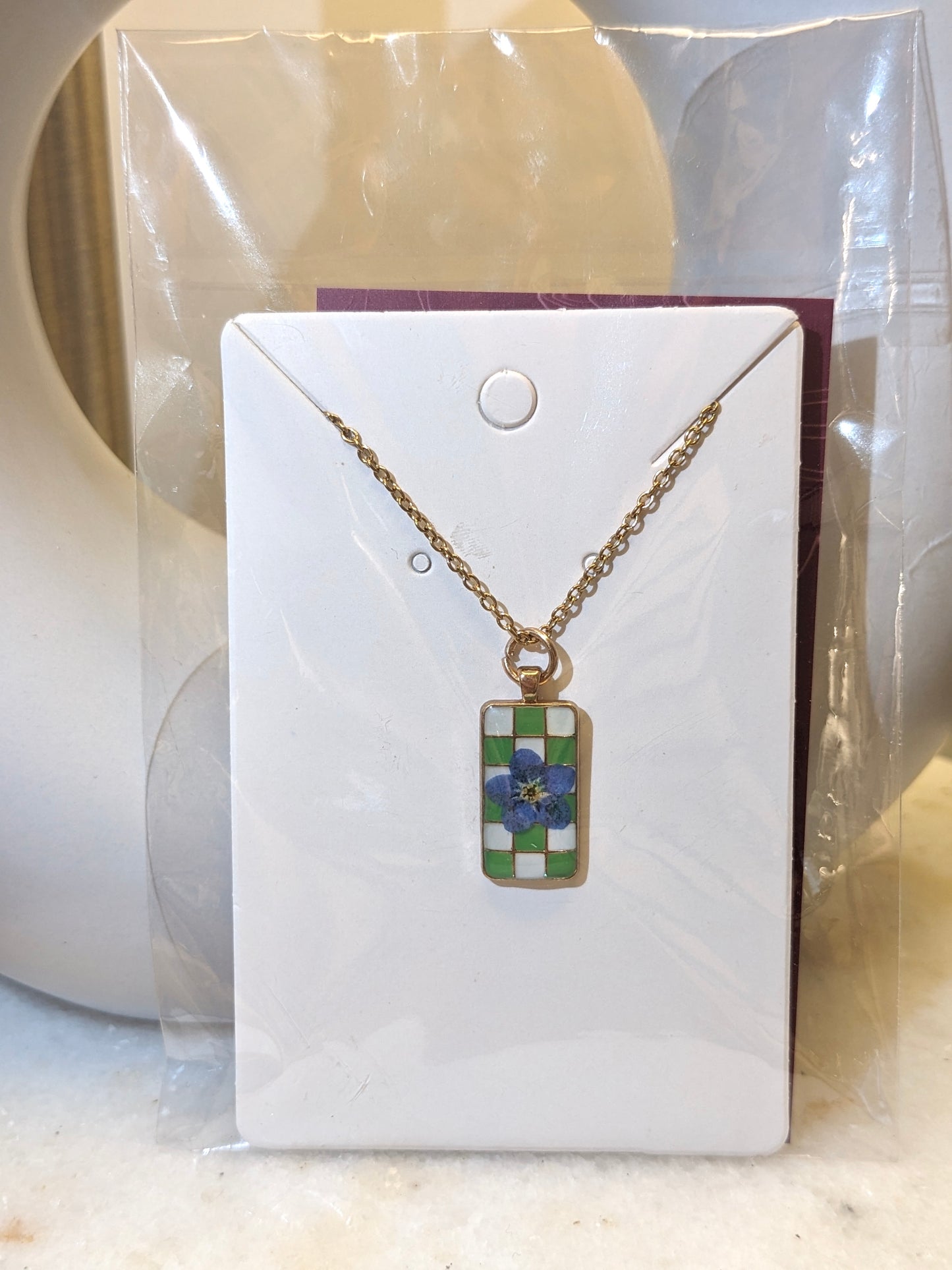 Green Forget Me Not Necklace