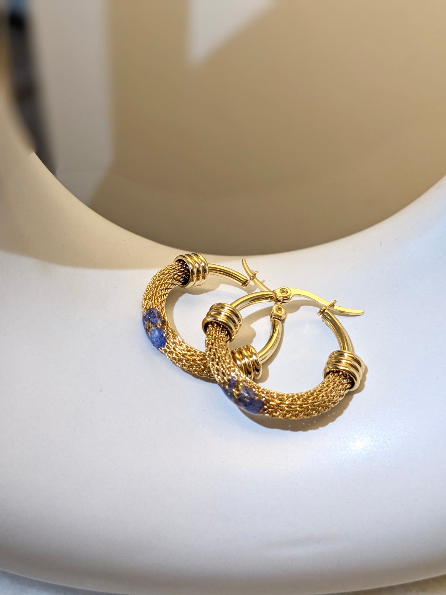 Gold-Plated Earrings with “Forget-Me-Not” Flowers