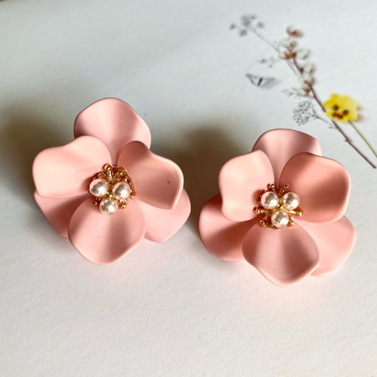 Pink Flower Earrings