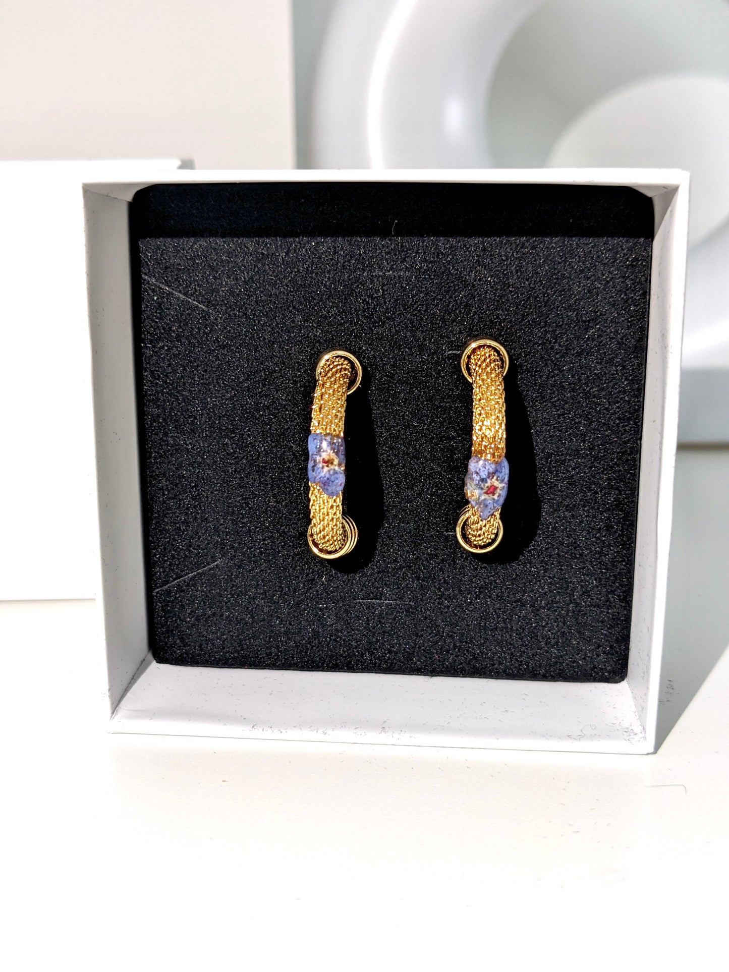Gold-Plated Earrings with “Forget-Me-Not” Flowers