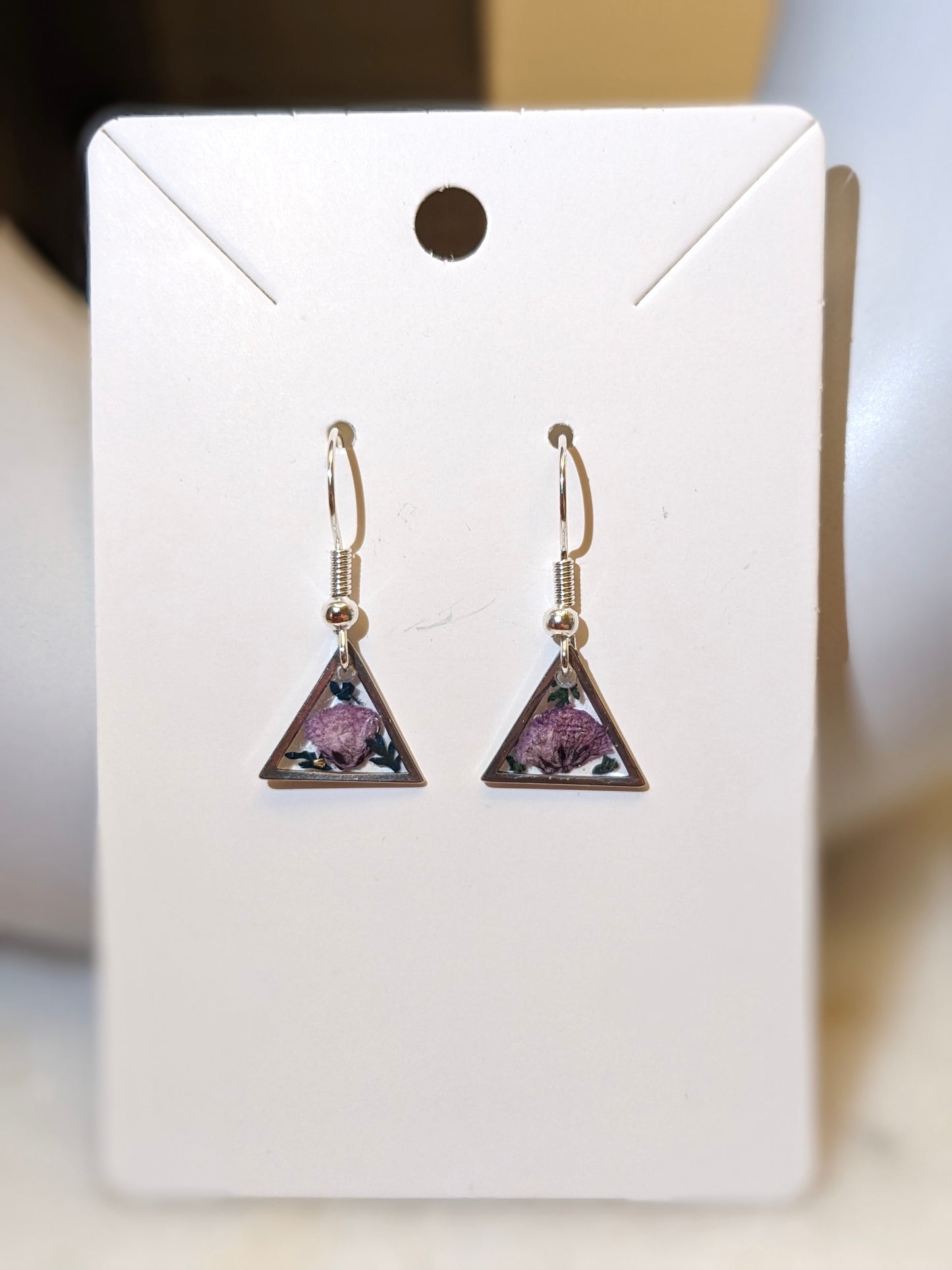 Violet Blossom Triangles Earrings