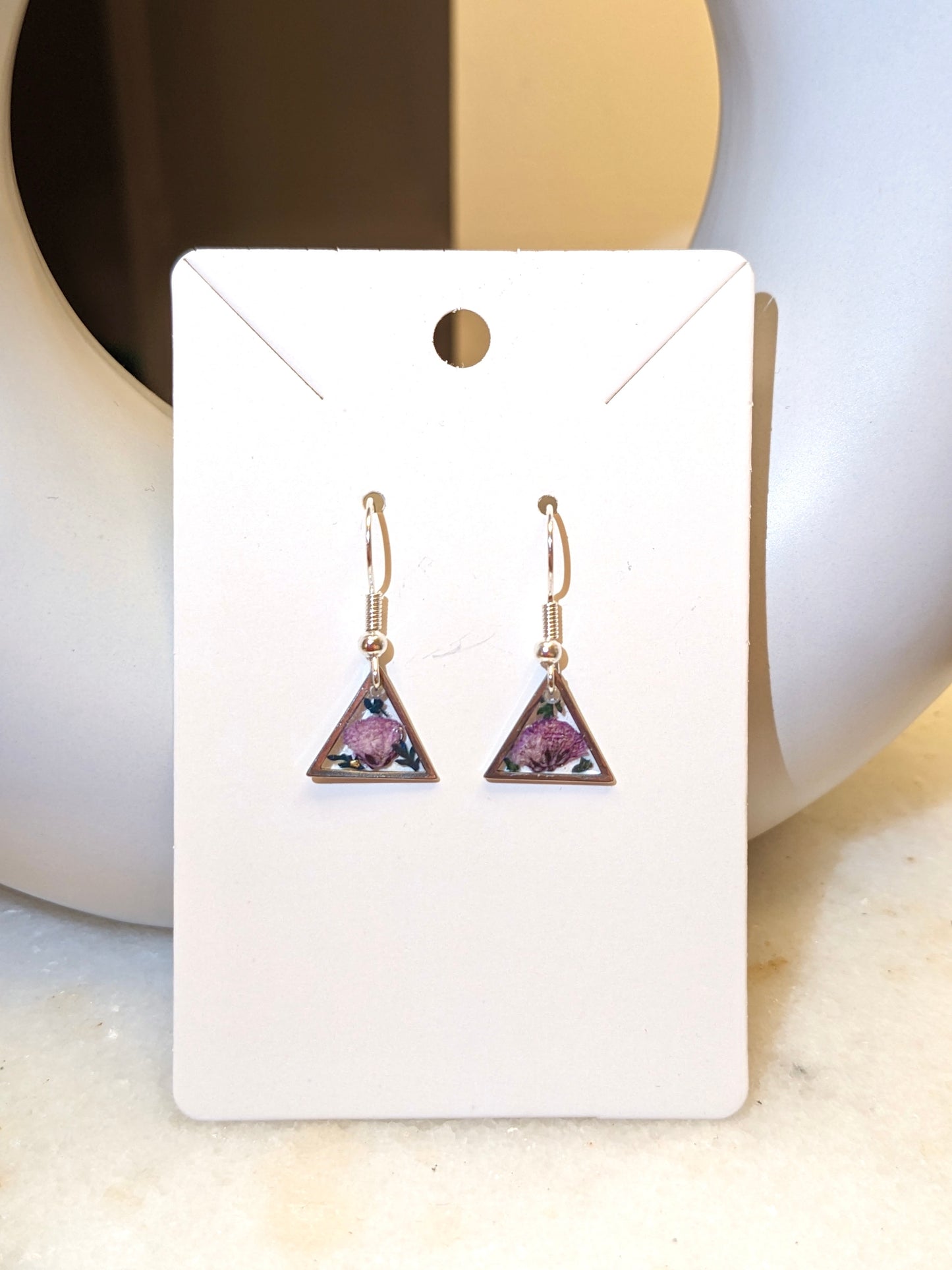 Violet Blossom Triangles Earrings