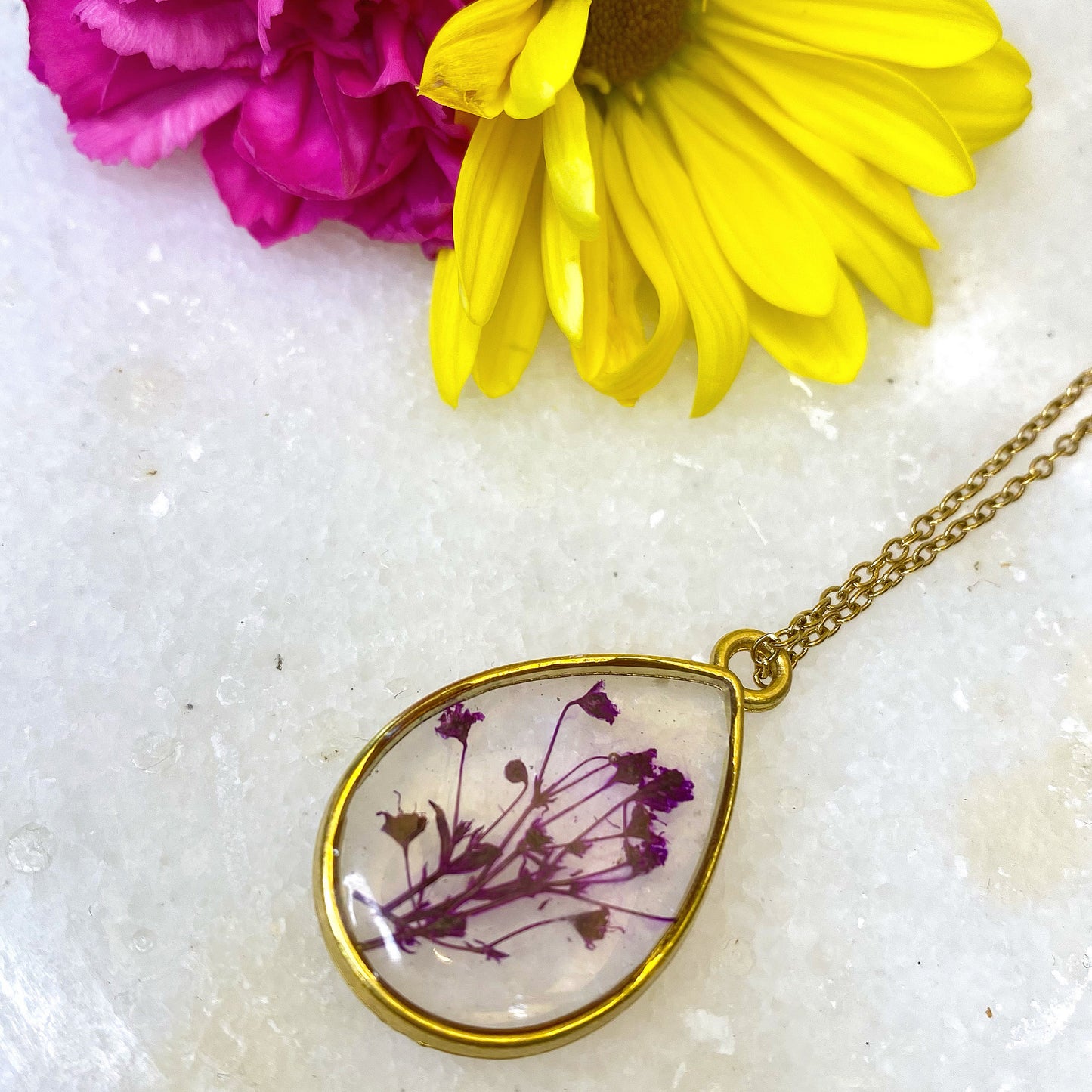 Purple Dry Flower Necklace