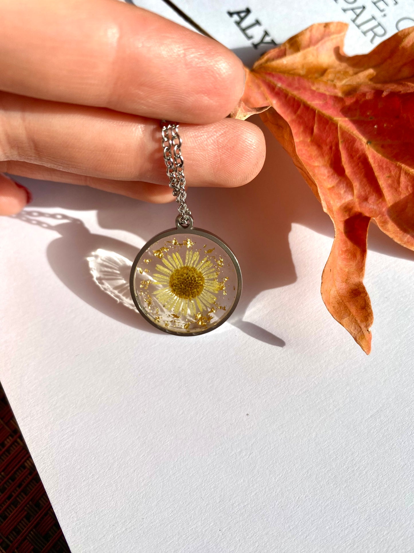 Golden Daisy Charm Necklace