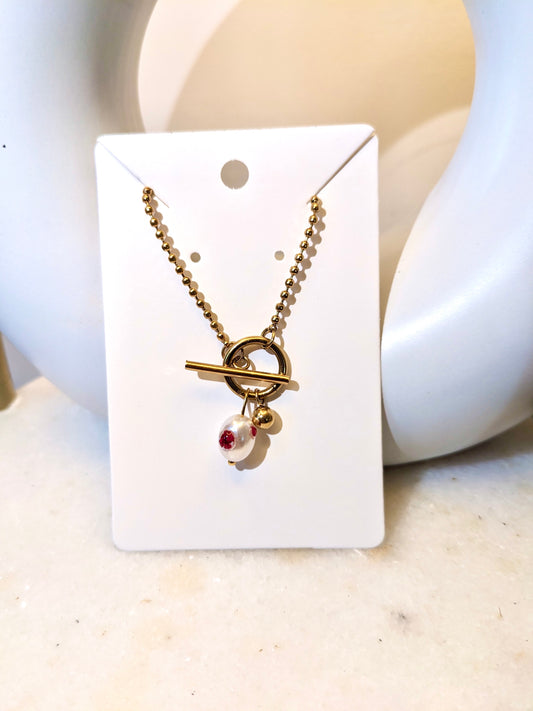 Elegant Oval Necklace with Dry Red Roses