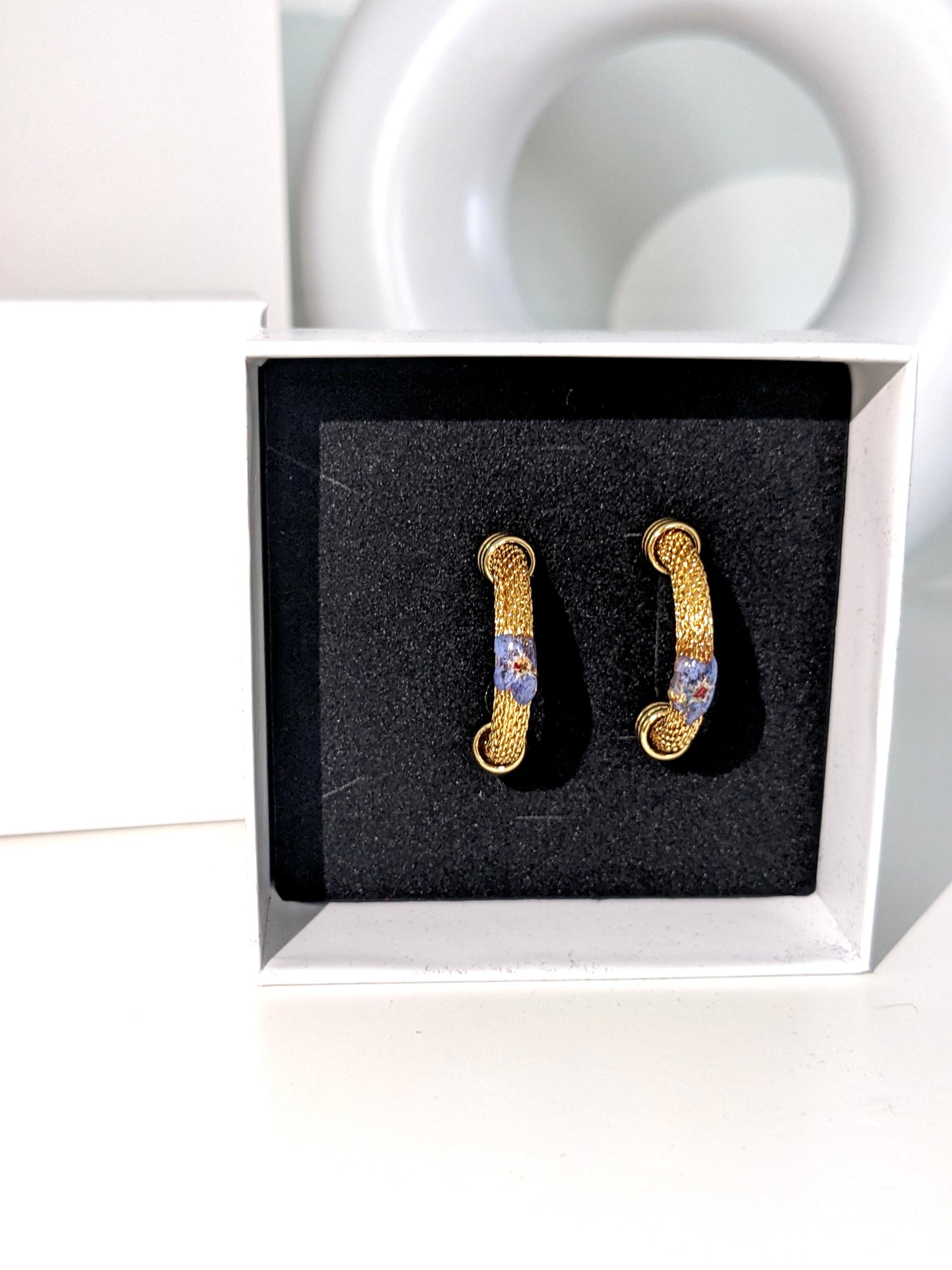 Gold-Plated Earrings with “Forget-Me-Not” Flowers