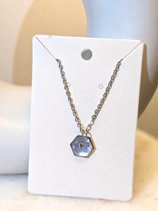 Blue Forget Me Not Necklace