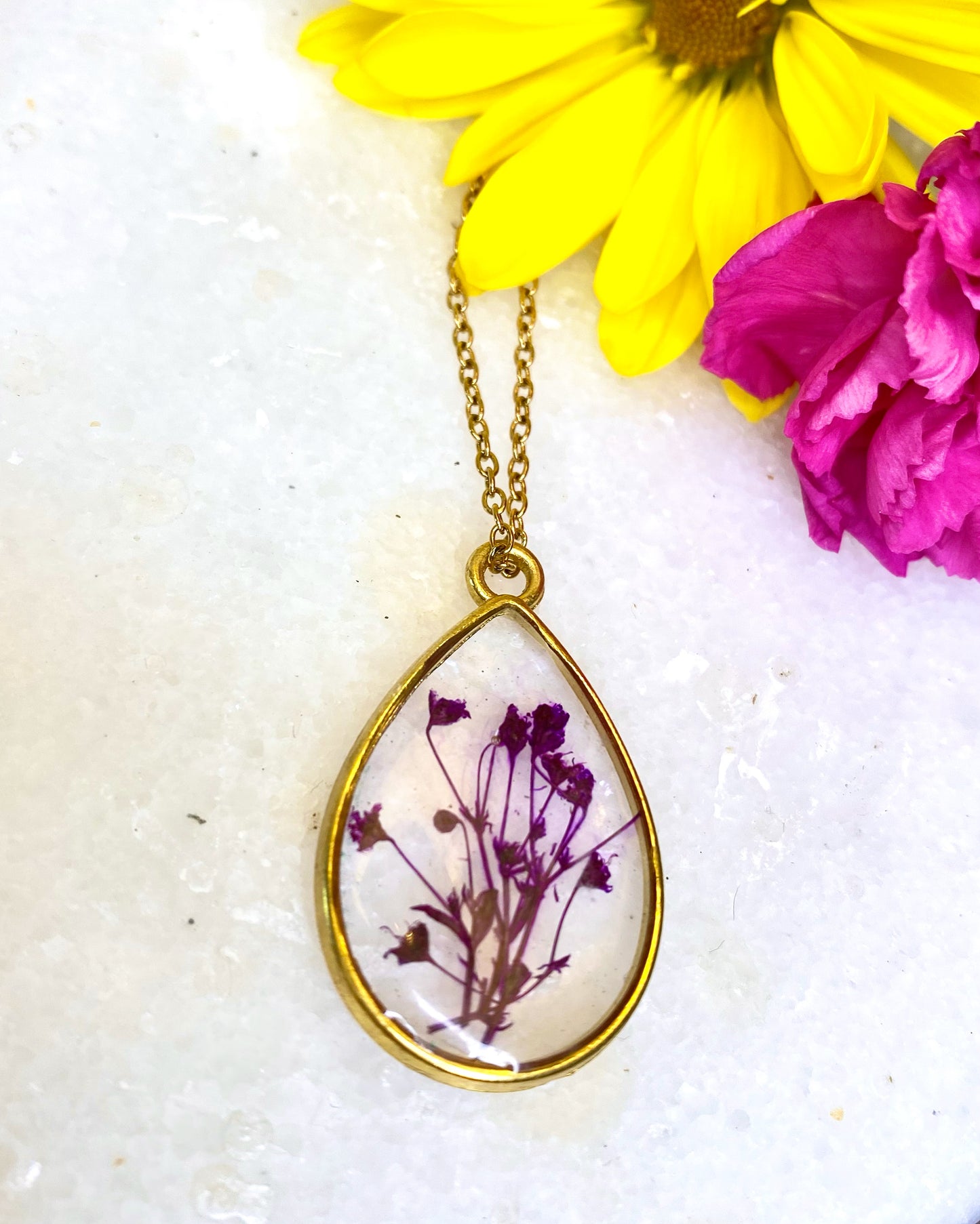 Purple Dry Flower Necklace