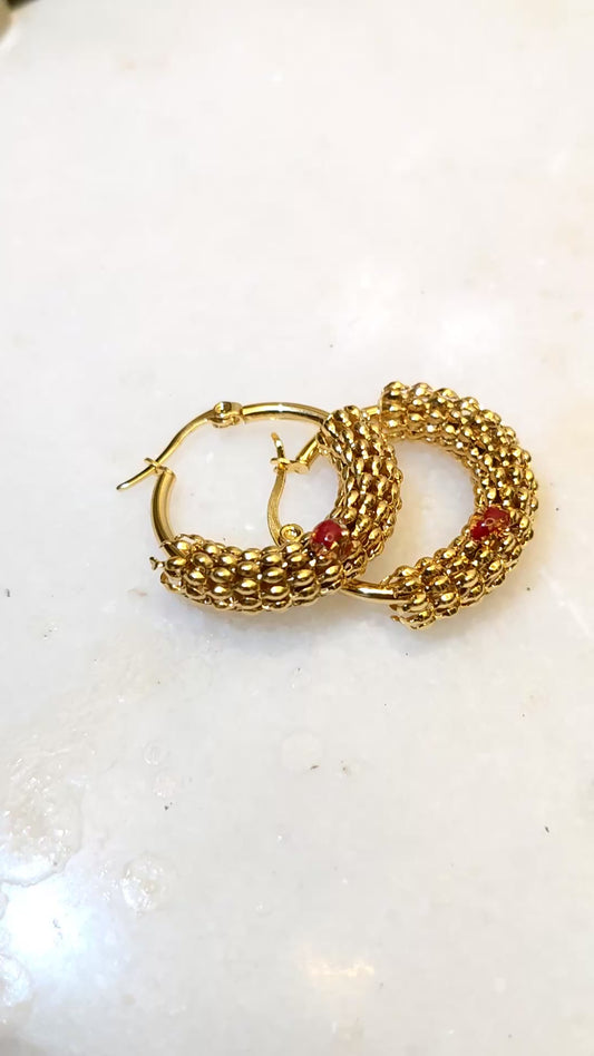 Gold-Plated Earrings with Red Rose Petals 🌹